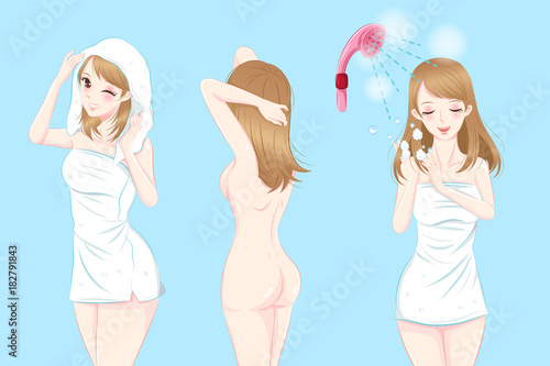 woman take a shower