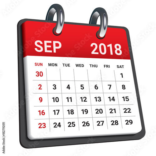 September 2018 calendar vector illustration