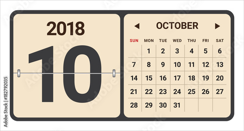 October 2018 calendar vector illustration