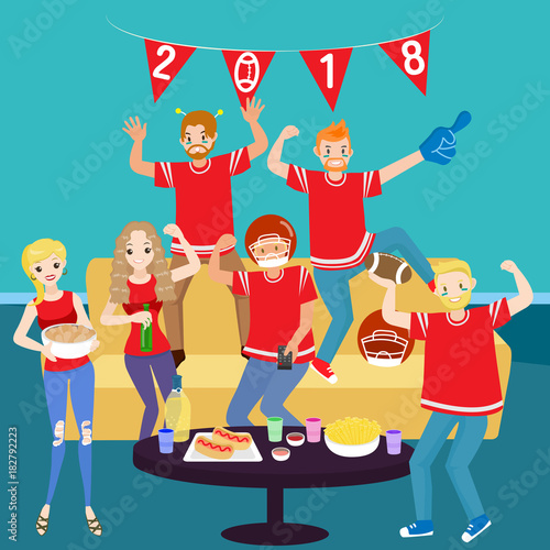 people with football party