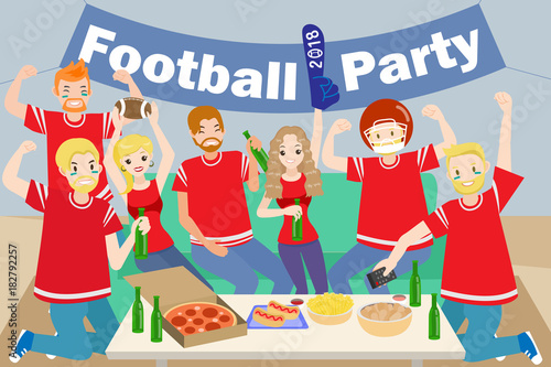 people with football party
