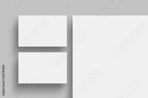 Two business card and Letterhead Mock Up. Corporate Identity Presentation Template.