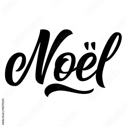 Noel, french Merry Christmas brush hand lettering isolated on white background. Vector illustration. Can be used for holidays festive design.