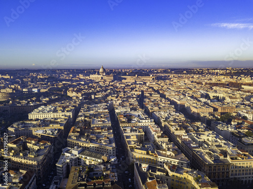 Aerial drone panoramic cityscape, architecture and landmark. View of Rome from the top, Italy © Liran