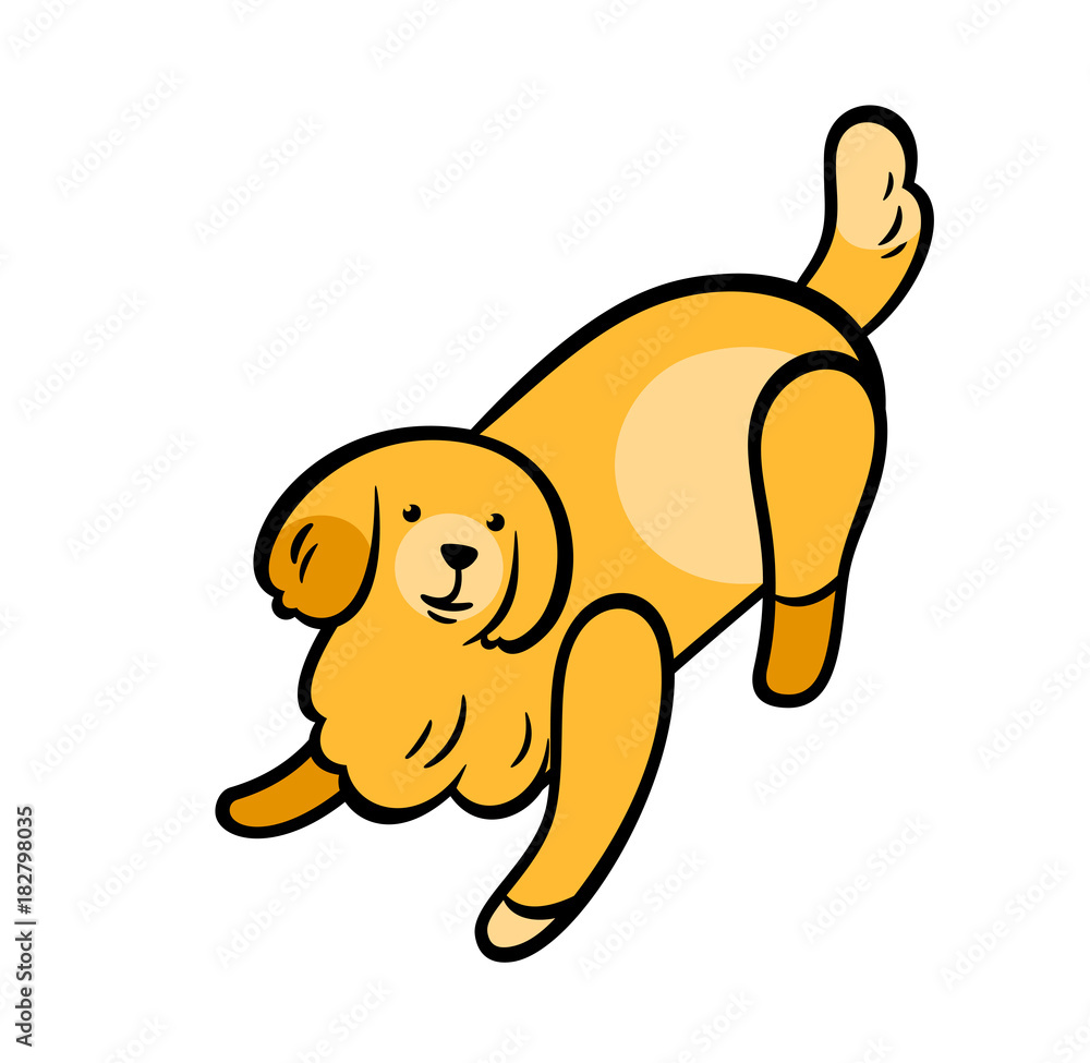 Fototapeta premium Vector yellow big friendly playing dog.