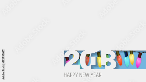 2018 happy new year, abstract design 3d,  white paper.  illustration © panandrii