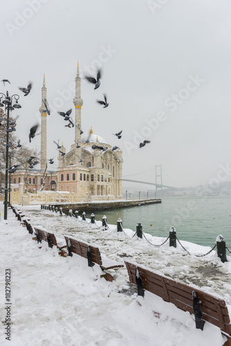 Photography Snowy day in Ortakoy, Istanbul, Turkey