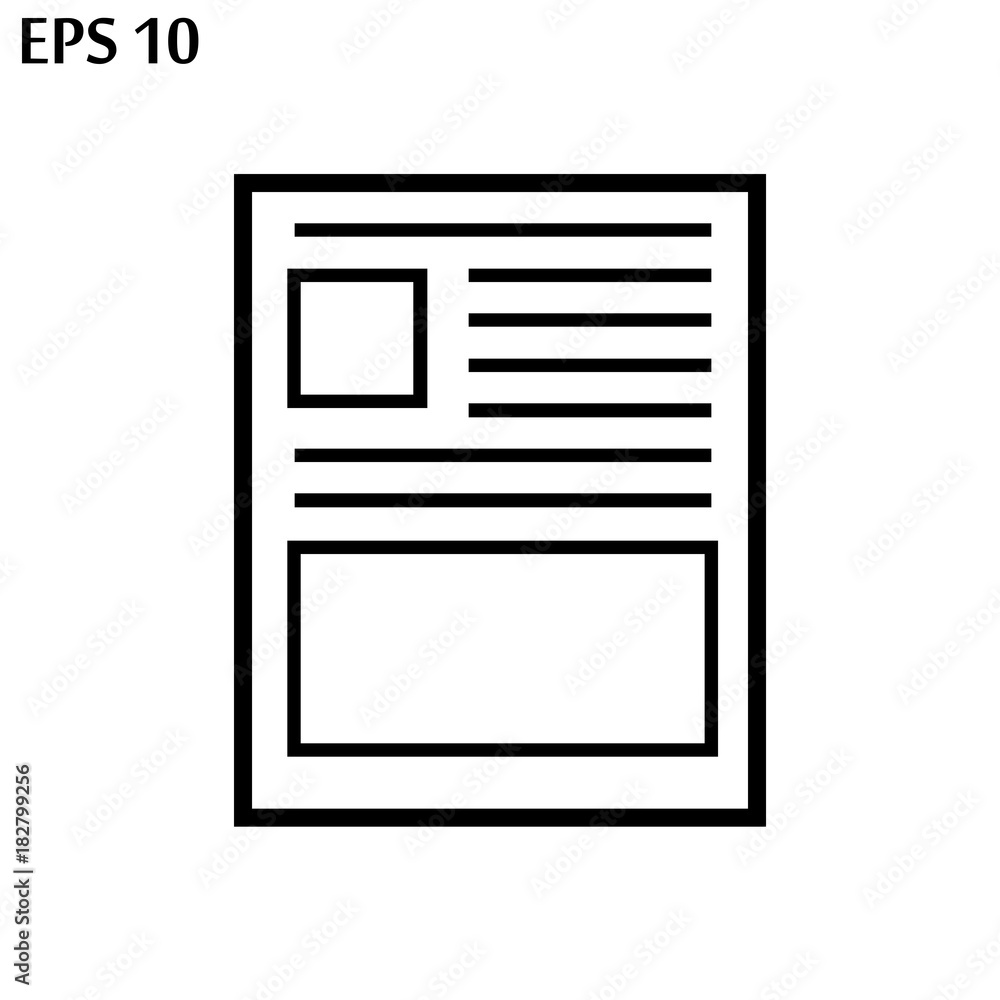 Newspaper icon on white background Newspaper icon on white background