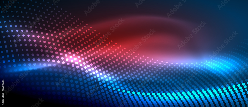 Glowing abstract wave on dark, shiny motion Glowing abstract wave on dark, shiny motion