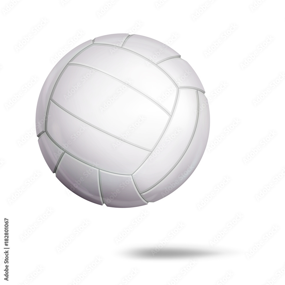 3D Volleyball Ball Vector. Classic White Ball. Illustration