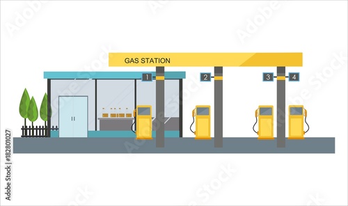 Gas filling station on white background