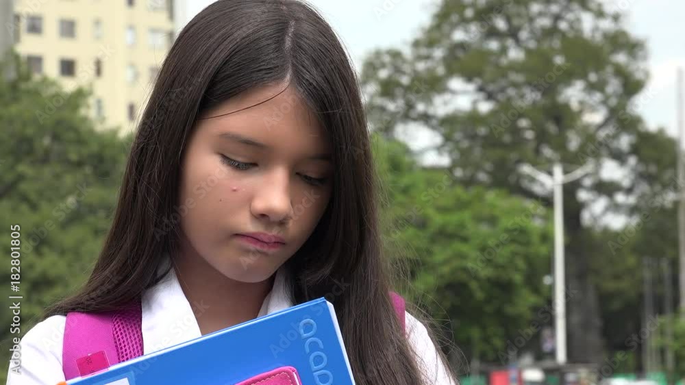 Minority Girl Student And Sadness