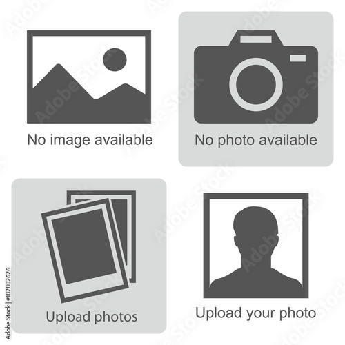 No image available. Set of pictures means that  no photo: blank picture, camera, photography icon and silhouette of a man. Missing image sign or uploading pictures.