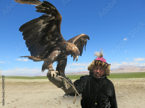 Traditional kazkh eagle hunter