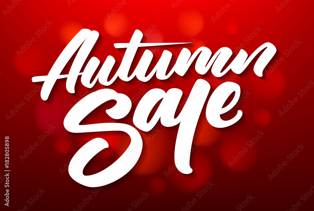 Vector autumn sale lettering label. Banner with hand drawn typography