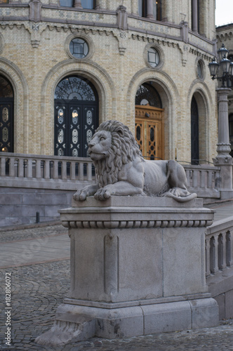 Stone statue of lion in Oslo 