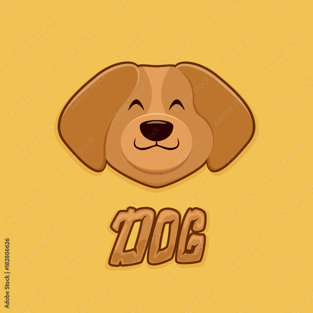 Head of dog on yellow background Head of dog on yellow background