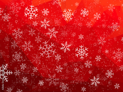 red abstract Christmas background with snowflakes photo