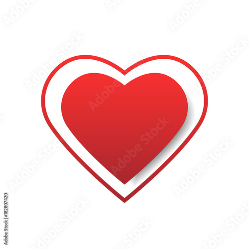 Red heart with a stroke. Love. Valentine's Day. Vector eps 10
