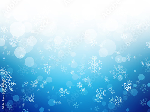 white blue winter Christmas background with snowflakes