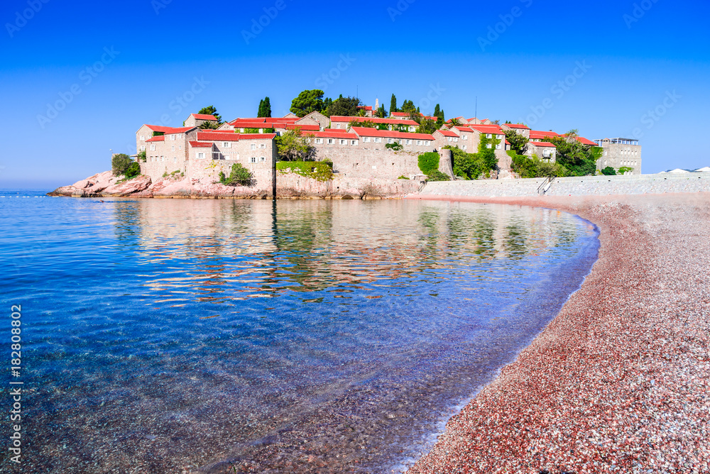 Sveti Stefan, Budva, Montenegro and Adriatic Sea