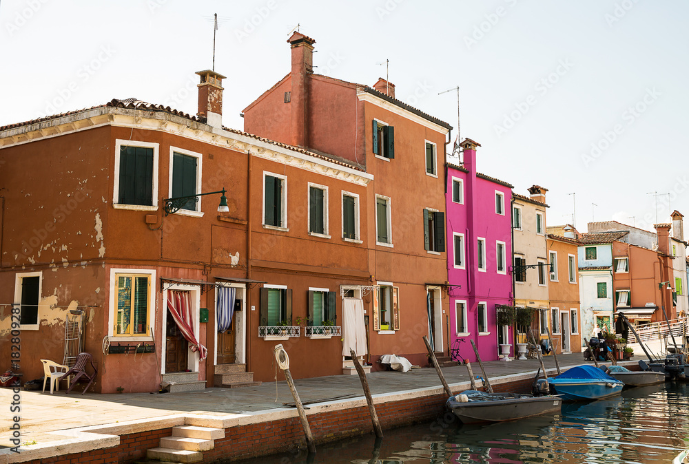 Colorful houses in Burano island , Italy