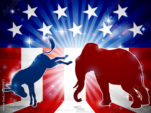 Silhouette Elephant Fighting Donkey