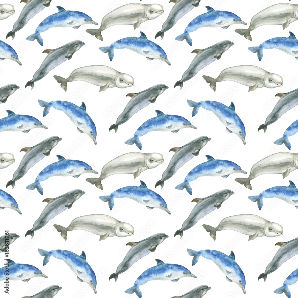 Watercolor whales pattern Watercolor whales pattern