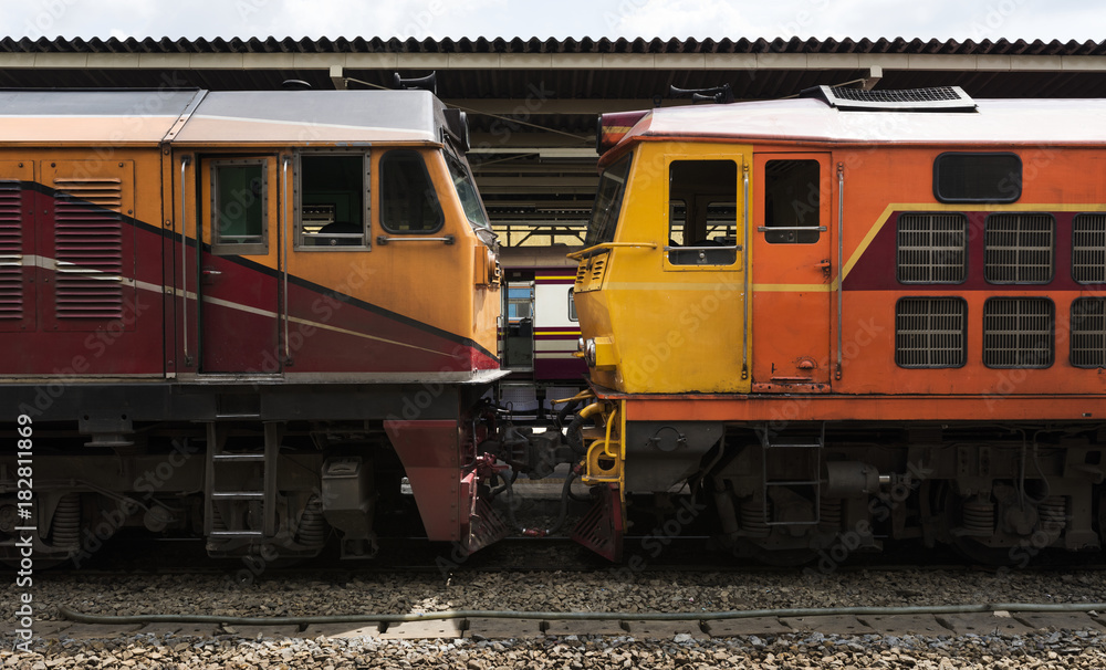 Old trains at Hua Lampong train station in Bangkok Thailand Old trains at Hua Lampong train station in Bangkok Thailand