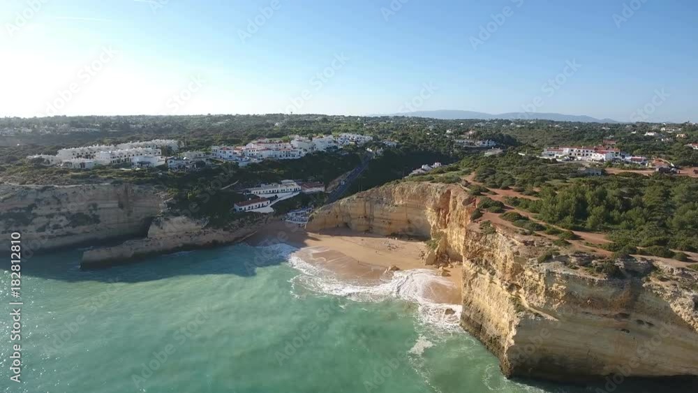 Aerial. Shooting a video from the sky with the drones of a Portuguese beach Benagil. Portugal Aerial. Shooting a video from the sky with the drones of a Portuguese beach Benagil. Portugal