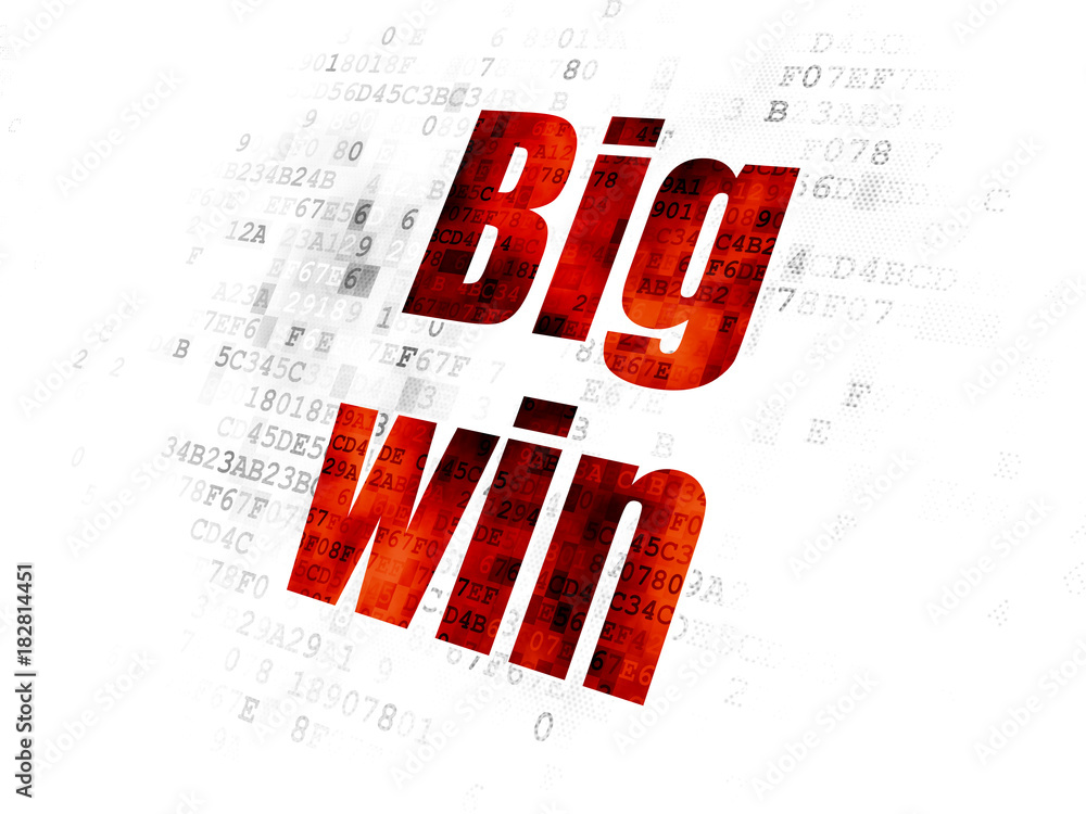 Business concept: Pixelated red text Big Win on Digital background Business concept: Pixelated red text Big Win on Digital background