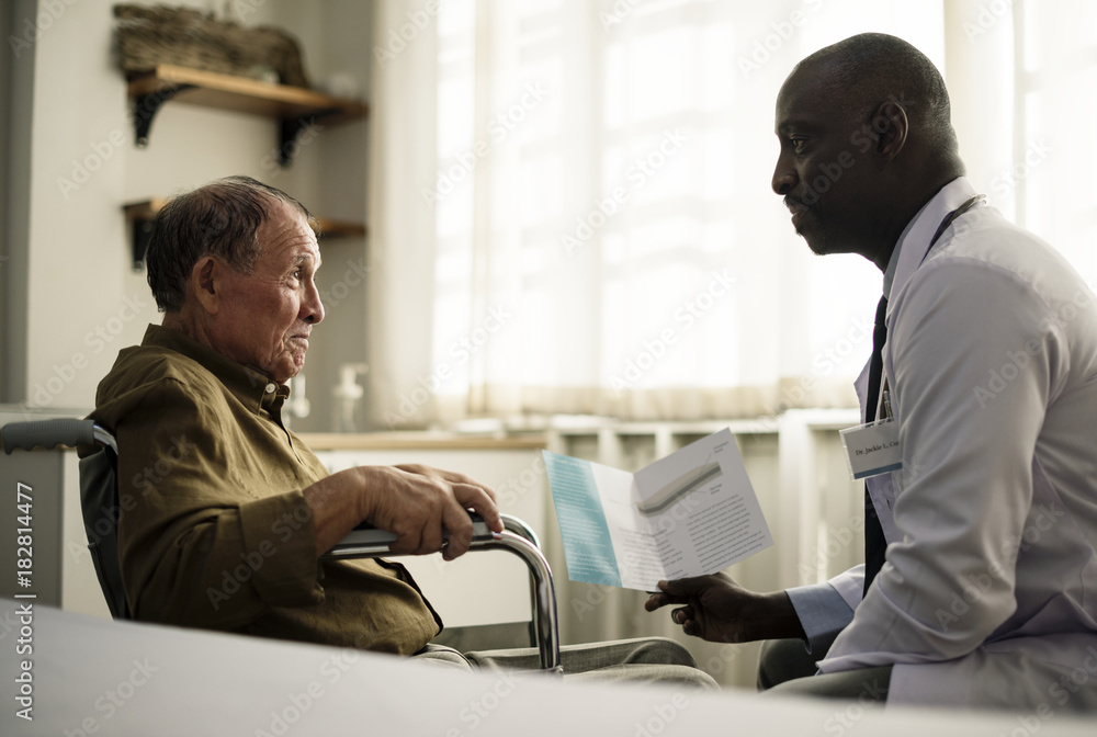 A sick elderly staying at a hospital A sick elderly staying at a hospital