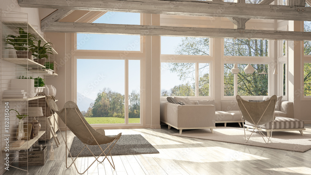 Image result for Living room of luxury eco house, parquet floor and wooden roof trusses ...