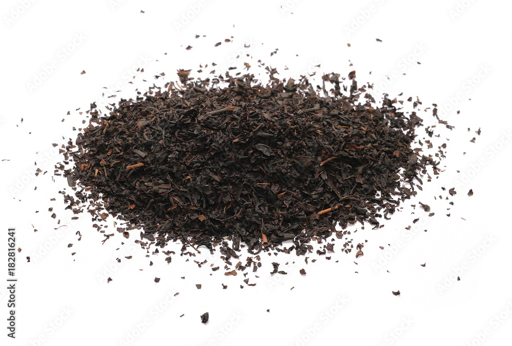 Black tea leaves isolated on white background Black tea leaves isolated on white background