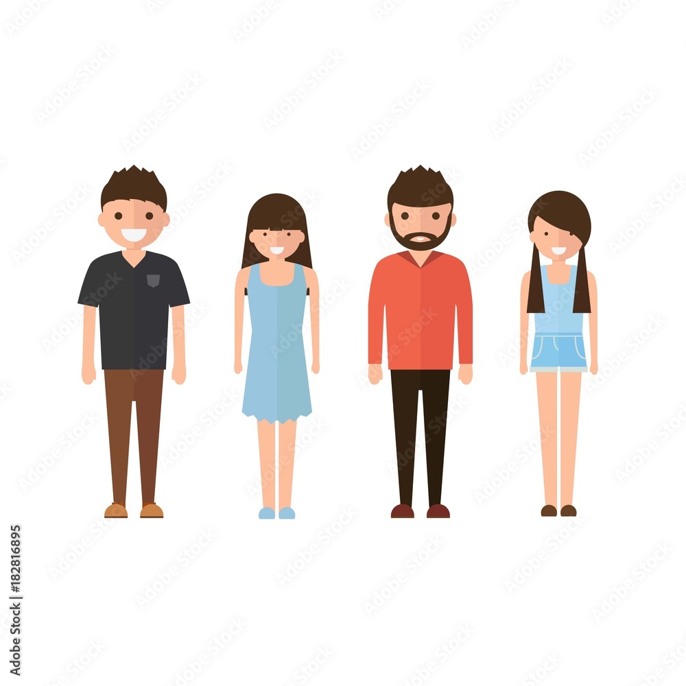 Set of style young people. in cartoon style Isolated on white background. Set of style young people. in cartoon style Isolated on white background.