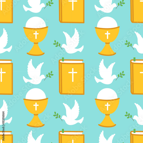 Cute seamless pattern for First Communion for boys