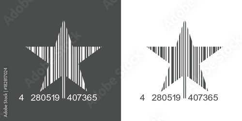 Icono plano codigo de barras estrella gris y blanco