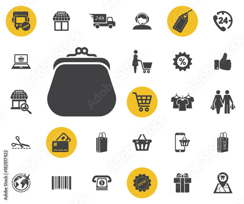 women's wallet icon. Simple shopping icons set. Universal shopping icon to use for web and mobile UI, set of basic UI shopping elements.