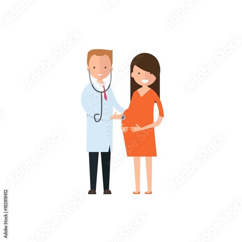 Doctors and pregnant check vector