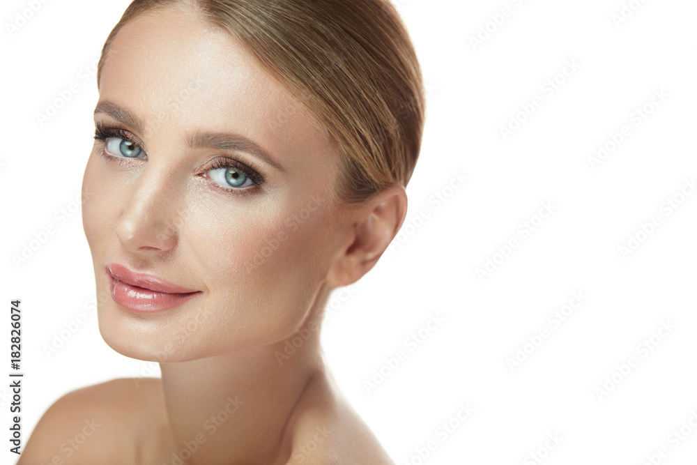 Makeup Beauty Face. Closeup Female With Natural Glamour Makeup Makeup Beauty Face. Closeup Female With Natural Glamour Makeup