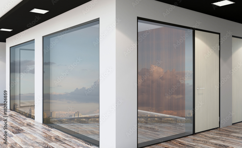 Fototapeta premium Modern office Cabinet. Meeting room. 3D rendering.
