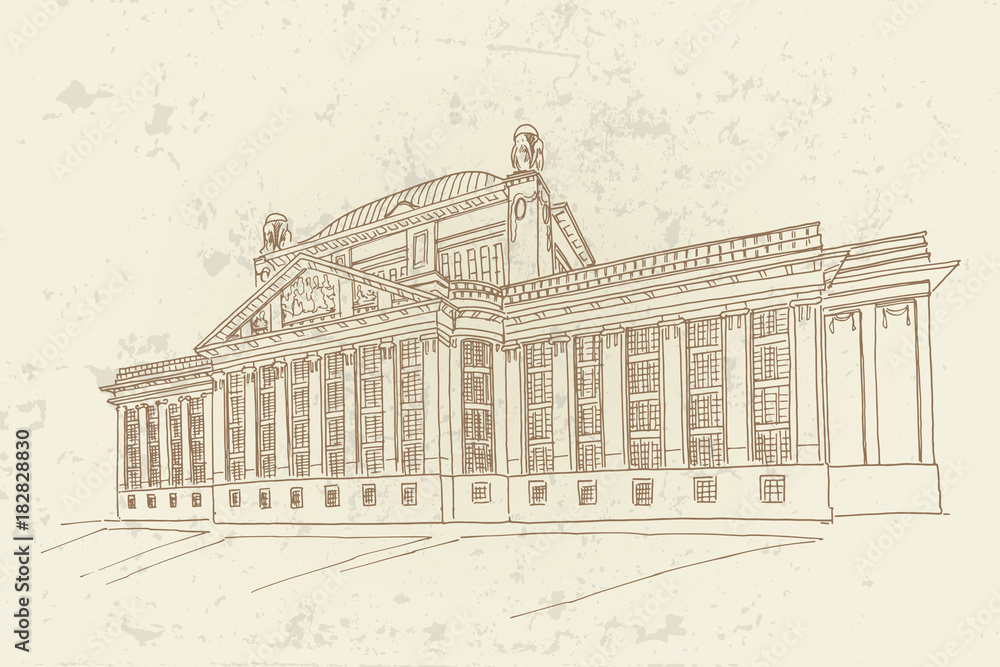 vector sketch of Croatian State Archives. Zagreb. vector sketch of Croatian State Archives. Zagreb.