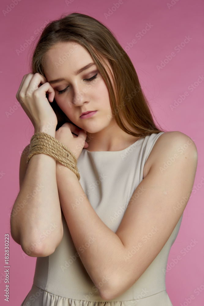 Bound girl background isolated Bound girl background isolated
