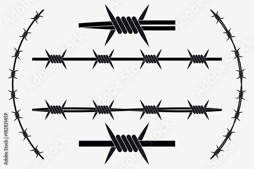 Vector Seamless Silhouette of Barbed Wire photo