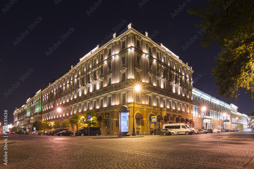 Culture square at night, Saint Petersburg, Russia