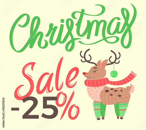 Christmas Sale -25 Reindeer Vector Illustration