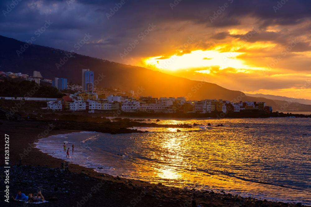 Sunset at Playa Jardin, Puerto de la Cruz, Tenerife