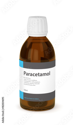 Canvas Print 3d rendering of paracetamol bottle over white