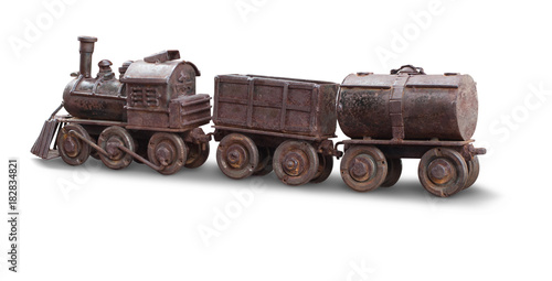 Classic train iron toy isolate with clipping path on white background