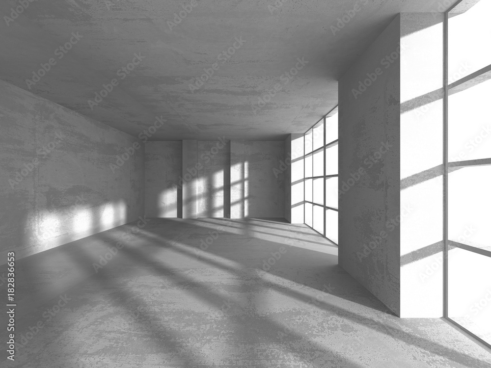 Dark concrete empty room. Modern architecture design Dark concrete empty room. Modern architecture design